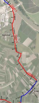 Od objekta »Novoles Bor« do naselja Brege in ob naselju Brege do lokalne ceste Brege – Drnovo.