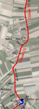 Od konca naselja Pristava do krožišča Križaj in krožišče Križaj.