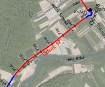 Krožišče Križaj in od krožišča Križaj do naselja Sajevce (občinska meja).